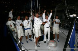 Celebrating line honours at Palermo Monte Carlo regatta